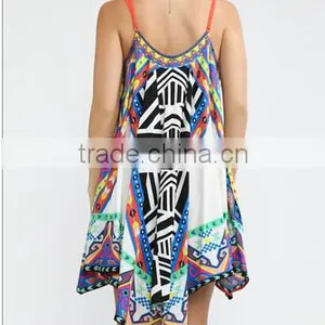 Summer Sexy Mini Printed Bohemia Cami Umbrella Dress thumbnail-2