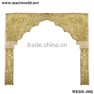 Golden Handmake Embroidery Crystal India Wedding Stage (WEDS-002) thumbnail-1