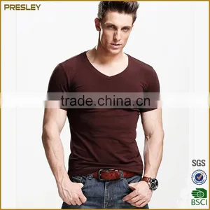 Hot Sale Men's Short Sleeve Slim Fit Gym t Shirts Softextile Cotton Solid Color t Shirts thumbnail-1