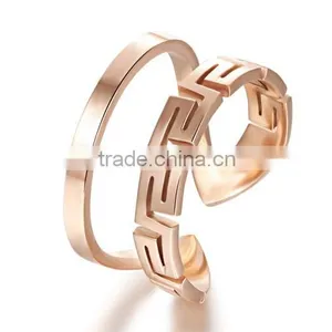 High Quality Jewellery Rose Gold Plated Stainless Steel Cuff Double Ring thumbnail-2
