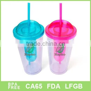 Fadshionabke Double Wall Plastic Tea and Fruit Infuser Mug With Straw thumbnail-1