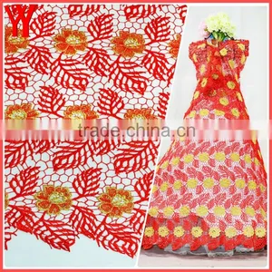 Nice Flower Embroidery Designs African Lace Fabrics Guipure Lace With Stones thumbnail-6