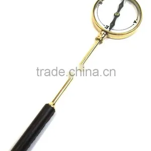 Nautical Antique Solid Brass Magnifying Glass Compass With Handle 13480 thumbnail-1