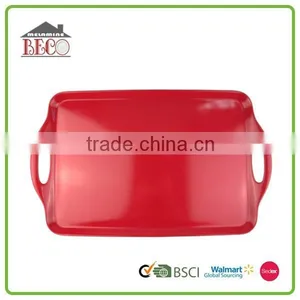 Good Quality 19 Inch Beautiful Red Square Plastic Melamine Serving Tray Plates thumbnail-1