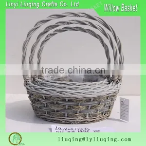 Wicker Plastic Lined Garden Hanging Plant Basket thumbnail-2