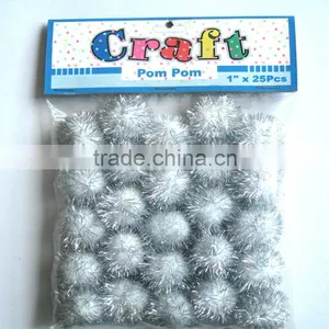 Party Holiday Decoration Glitter Metallic Pompoms thumbnail-1