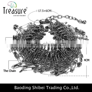 2016 Unique New Design Postmodernism Gun Black Safty Pins Chain Bracelet Jewelry thumbnail-6