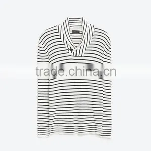 STRIPED SHAWL COLLAR SWEATER Striped Knit Shawl Collar Long Sleeves thumbnail-4