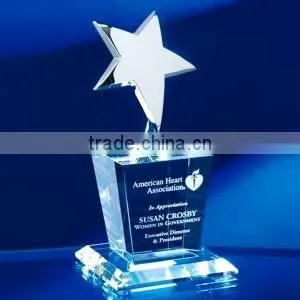 Optic Crystal Silver Star On Clear Crystal Base Award Trophy thumbnail-1
