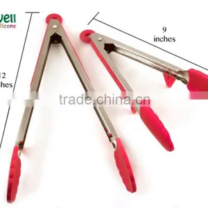 Cooking Utensils 9'' and 12' Set of BBQ Service Silicone Tongs Most Popular thumbnail-2