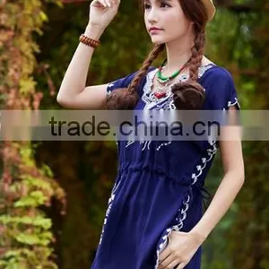 Fashionable Embroidory Causual Lady Tunic Top thumbnail-2