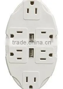 UL ETL 6 Outlets Grounding Current Tap Compact Round Edge Design thumbnail-1