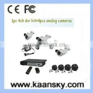 Lowest Price 4 Pcs Analog Bullet Waterproof ir Bullet Cameras and 1 pc H.264 4ch Dvr Dvr 4ch Kit thumbnail-1