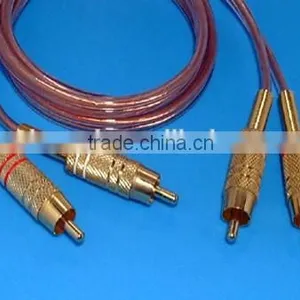 Audio Stereo Cable 2 RCA Male to 2 RCA Male Metal Gold With Transparent Cable O.f.c. thumbnail-1