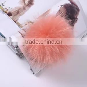 Dyed White Raccoon Fur Pompom Keychain/big Fur Pompoms Bag Charm for Girls KZ160076 thumbnail-4