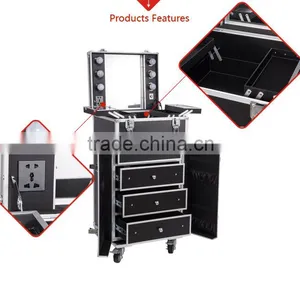 Sunrise Professional Wheeled Makeup and Nail Station With Lighted Mirror thumbnail-4