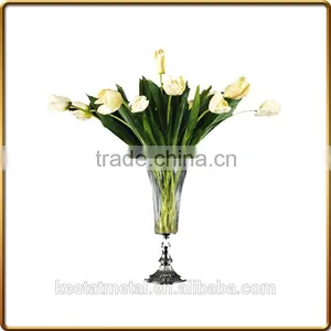 Cheap and Tall Vases With Clear Glass and Metasl Base for Home Decoration and Wedding thumbnail-1