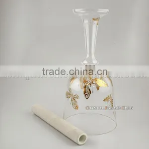 Pure Clear Quartzl Singing Bowl Grail With Handle or Stand With Gold Design thumbnail-3