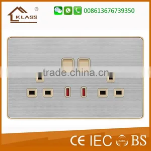 Hot Sale 2 Gang UK 13A Switched Socket With Neon, Double 13A Wall Switch Socket thumbnail-1
