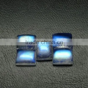 Rainbow Moonstone Full Blue Fire Cabochon, Rectangular Cut Stone , 6x8mm Cabs thumbnail-4