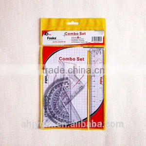 15CM 4 Pieces Students Plastic Ruler Set/ Math Geometry Set thumbnail-1