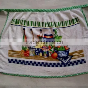 Green Check Border Terry Cotton Towel With Pigment Printing Waist Apron thumbnail-1