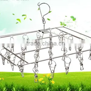Clip and Drip Hanger Clothes Drying Hanger Rack With 20 Clips and Folding Plastic Stainless Steel Clothes Hanger thumbnail-2