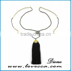 Colorful Natural Imperial Charms Tassel Lariat Necklace Wooden Beads thumbnail-4