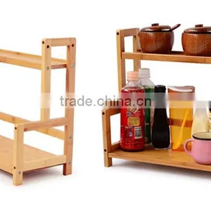 BH015 Two Layers Material Bamboo Kitchen Spice Rack Storage Rack thumbnail-1