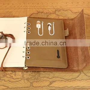 Custom 6 Ring Binder Leather Planner With Power Bank for Promotion Gift Item thumbnail-3
