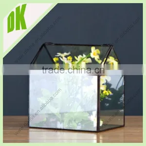 //Put Inside You Treasures or Use it for Your Plants//China Geometric Mini House Glass Cube Terrarium thumbnail-1