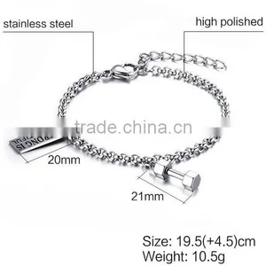 2016 New Silver Stainless Steel Custom Charm Silver Jewelry Bracelet thumbnail-2