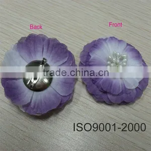 Handmade Fabric Purple Flower With Beads thumbnail-1