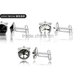 Europe High Polishing Cufflinks Silver Metal Copper Silver Cuff Link Crytsal for Men Shirts thumbnail-5