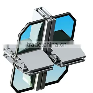 Aluminum Frameless or Hidden Frame Curtain Wall Profiles With Top Quality thumbnail-1