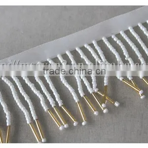 China Fashion White Beaded Fringe Trim Lampshade Beads Fringe for Decoration thumbnail-6