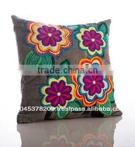 HANDCRAFT FLOWER EMBROIDERED BACKREST PILLOW thumbnail-1