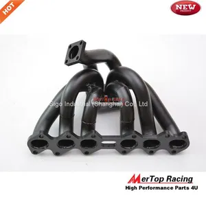 Mertop 3mm Thick Black Coated T4 Divide Toyot* Supra 93-98 2JZ-GTE 2JZ Twin Turbo Manifold With 46mm Wastegate Flange thumbnail-2
