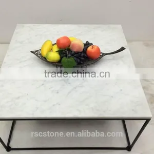 Cheap Modern Carrara White Marble Top Black Steel Coffee Table thumbnail-2