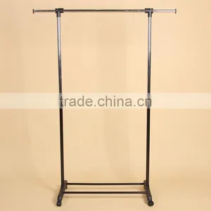 Single Garment Rack Grey Clothes Portable Hanging Rail Two Lockers Wheels thumbnail-2