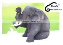 Wood Carved Elephant From Thailand up His Right Leg thumbnail-1