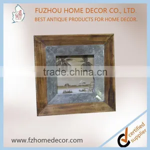 Customized Antique Wooden Photo Frame With Tin Decor for Home or Gift thumbnail-1