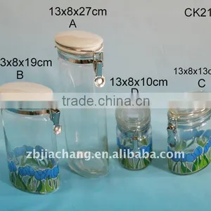 Oval Glass Storage Jar for Food With Clip Lid CK21 thumbnail-1