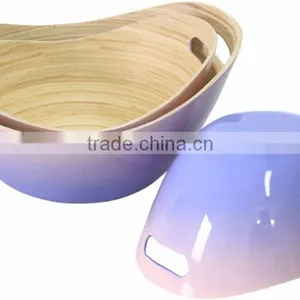 Eco Friendly Lacquer Spun Bamboo Salad Bowl thumbnail-1