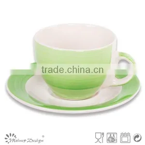 Mint Green Handpainted Tea Cup and Saucer Wholesale thumbnail-1