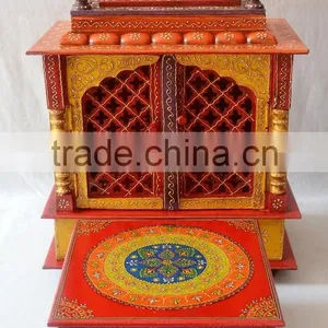 Beautifully Hand Painted Wooden Temple With Gate and Drawers thumbnail-2