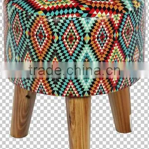 ROUND PU LEATHER/WOODEN STOOL thumbnail-1