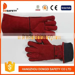 DDSAFETY 2017 Cheapest Long Red Leather Gloves For Welders thumbnail-1