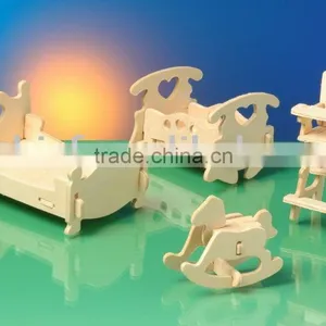 3D EVA Foam Furniture Puzzle - Wooden Like Foam Color - Bed Room Puzzle thumbnail-1