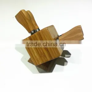 4pcs Bamboo Handle Cheese Knife Set thumbnail-1